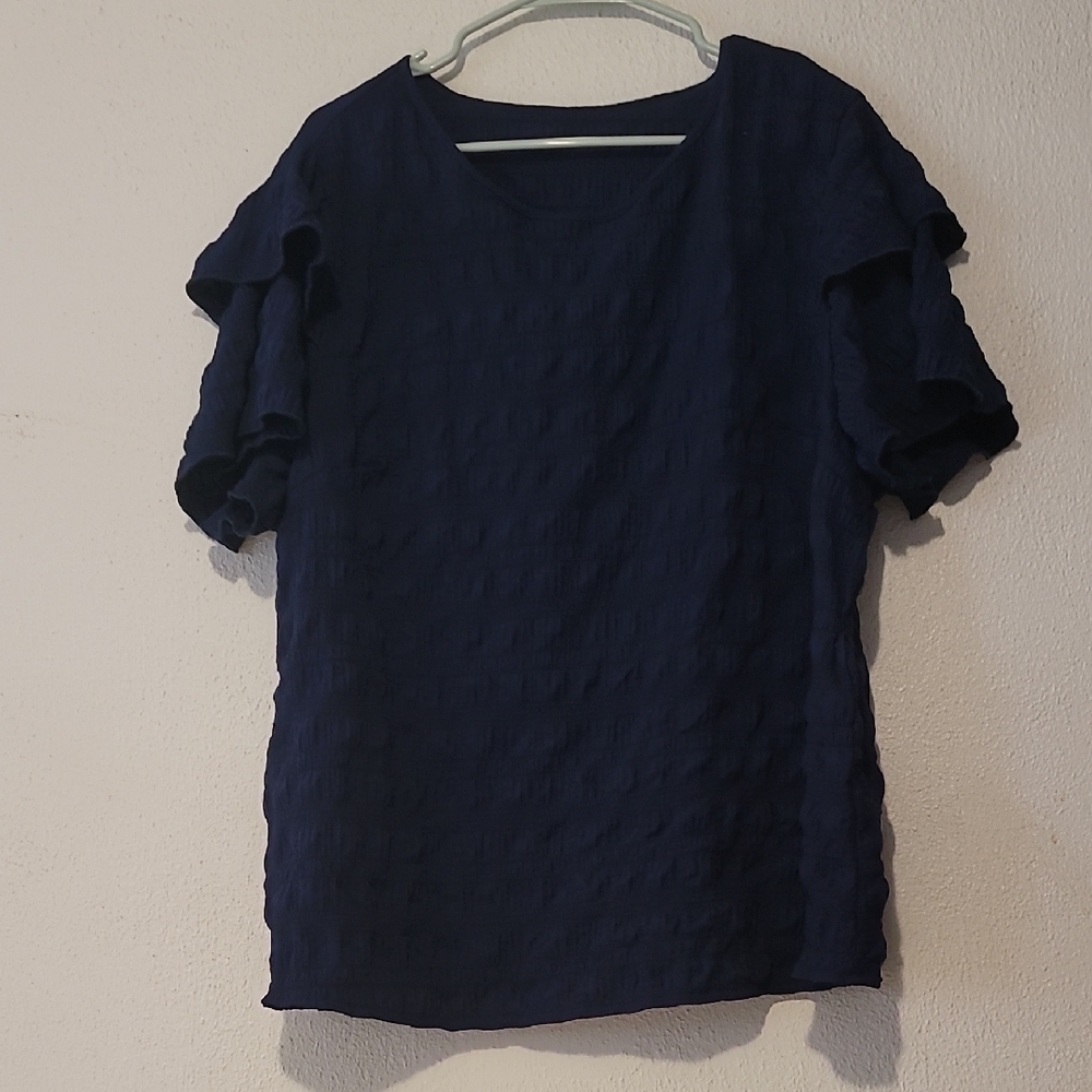 SHEIN Navy Searsucker Strech Top